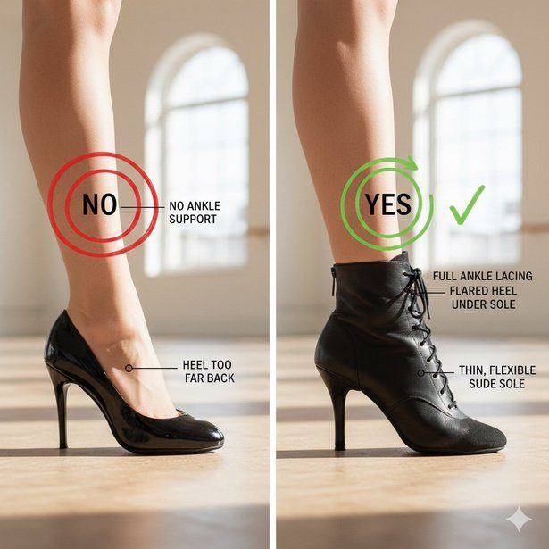 Сравнение: обычная шпилька и специальная туфля для heels